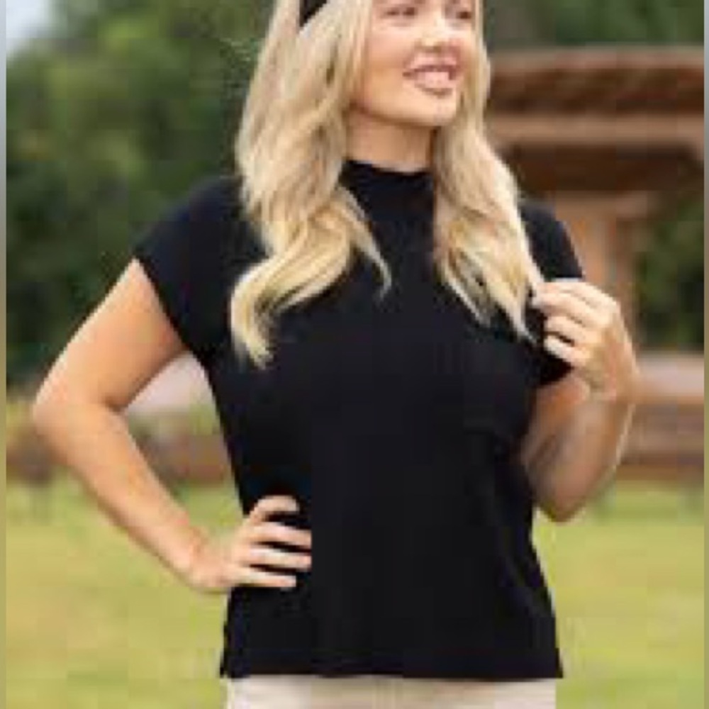 Philosophy Black Knit Short Sleeve Top Size XS Viscose Blend